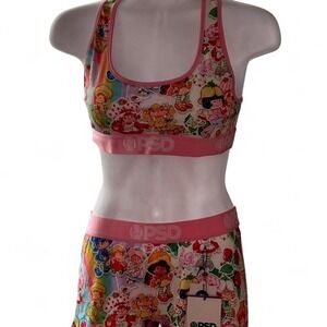 PSD x Strawberry Shortcake pink sports bra and‎ shorts set